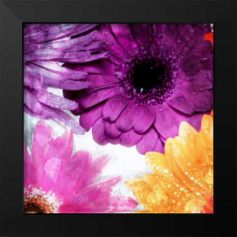 Look Flowers Black Modern Wood Framed Art Print by Villa, Mlli