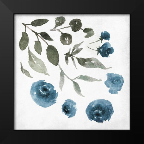 Blue Wash Floral Black Modern Wood Framed Art Print by Villa, Mlli