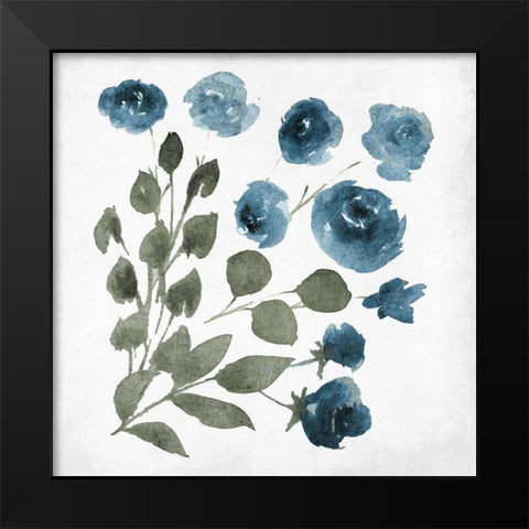 Blue Wash Floral 3 Black Modern Wood Framed Art Print by Villa, Mlli