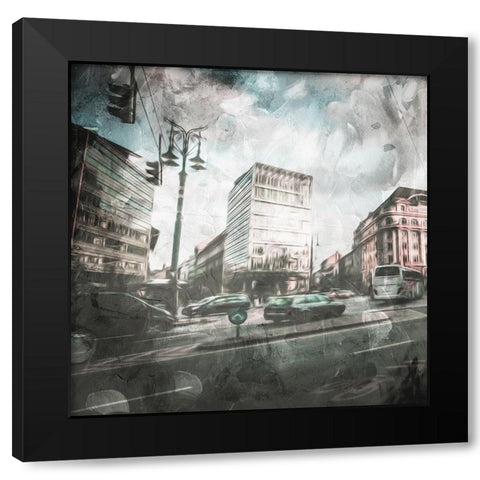 Budapest Streets Black Modern Wood Framed Art Print by Villa, Mlli