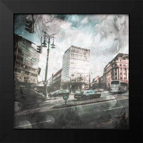 Budapest Streets Black Modern Wood Framed Art Print by Villa, Mlli