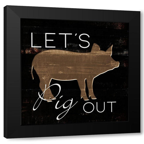 Lets Pig Out Black Modern Wood Framed Art Print by Villa, Mlli
