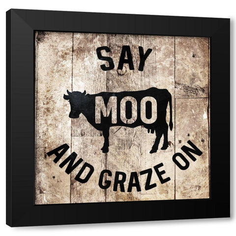 Say Moo Black Modern Wood Framed Art Print with Double Matting by Villa, Milli
