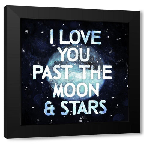 Moon And Stars Black Modern Wood Framed Art Print by Villa, Mlli