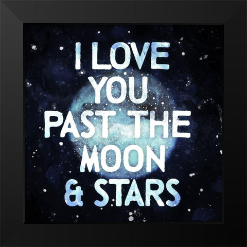 Moon And Stars Black Modern Wood Framed Art Print by Villa, Mlli