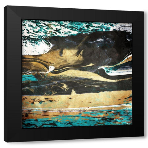 Teal Desert Black Modern Wood Framed Art Print by Villa, Mlli
