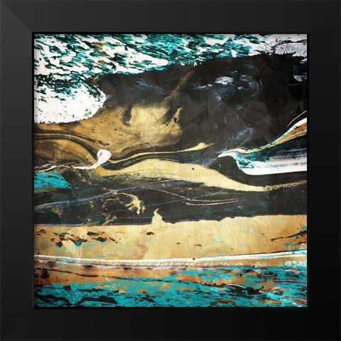 Teal Desert Black Modern Wood Framed Art Print by Villa, Mlli