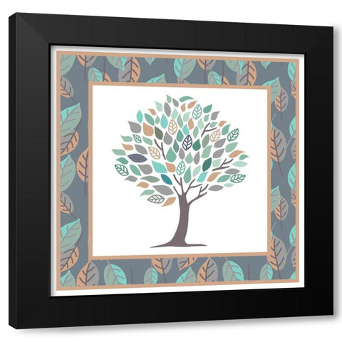 Tree Leaves Black Modern Wood Framed Art Print with Double Matting by Villa, Mlli