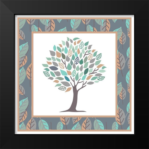 Tree Leaves Black Modern Wood Framed Art Print by Villa, Mlli