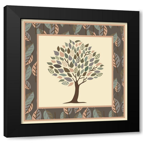 Fall Tree Leaves Black Modern Wood Framed Art Print with Double Matting by Villa, Mlli