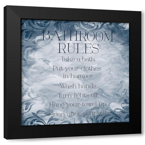 Patterned Bath Rules Black Modern Wood Framed Art Print by Villa, Mlli