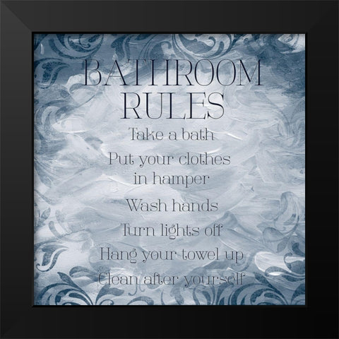 Patterned Bath Rules Black Modern Wood Framed Art Print by Villa, Mlli