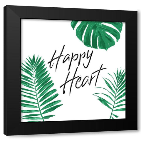 Happy Heart Clean Black Modern Wood Framed Art Print by Villa, Mlli