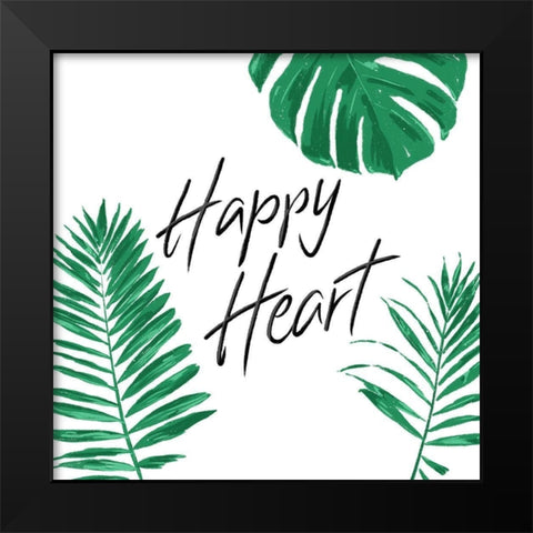 Happy Heart Clean Black Modern Wood Framed Art Print by Villa, Mlli