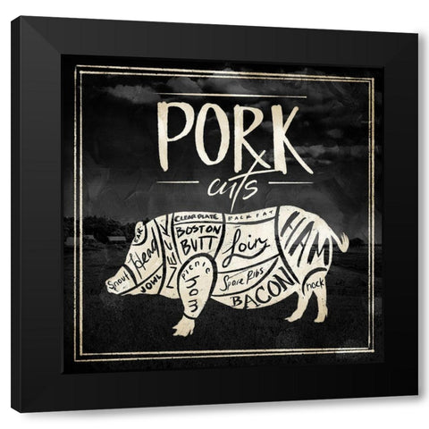 Pork Cuts Black Modern Wood Framed Art Print with Double Matting by Villa, Mlli
