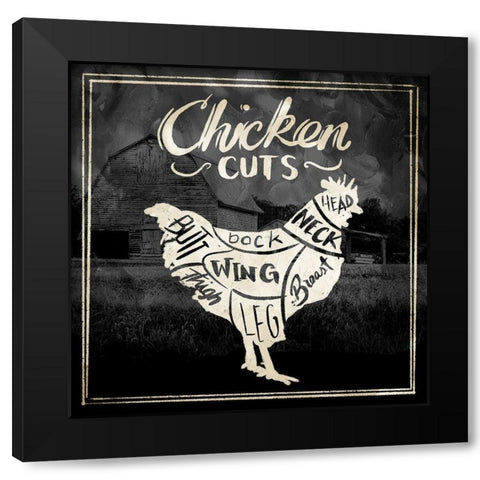 Chicken Cuts Black Modern Wood Framed Art Print by Villa, Mlli
