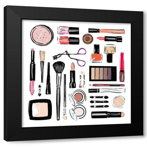 Make Up Tools Black Modern Wood Framed Art Print by Villa, Mlli