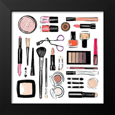 Make Up Tools Black Modern Wood Framed Art Print by Villa, Mlli