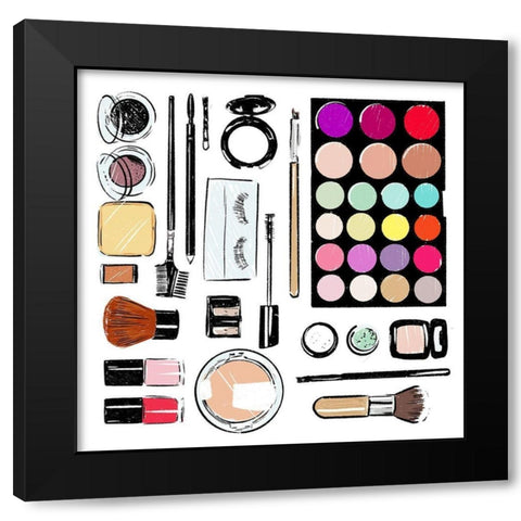 More And More Make Up Tools Black Modern Wood Framed Art Print by Villa, Mlli