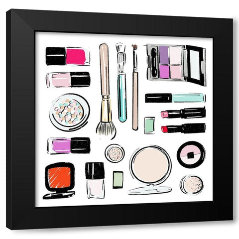 Extra Make Up Tools Black Modern Wood Framed Art Print by Villa, Mlli