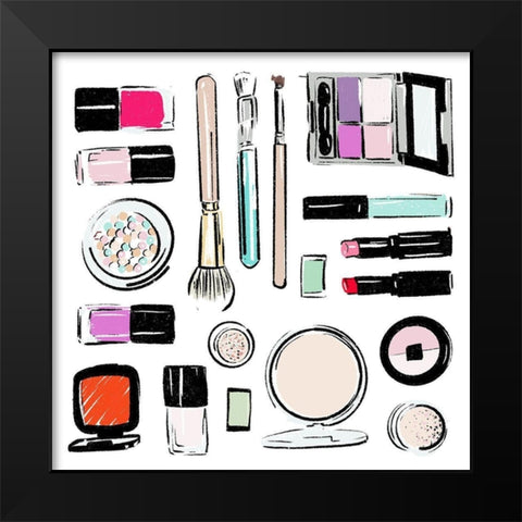 Extra Make Up Tools Black Modern Wood Framed Art Print by Villa, Mlli