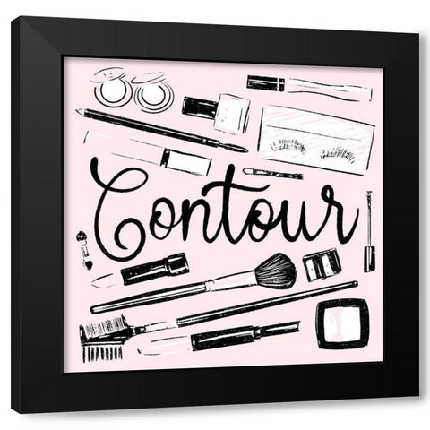 Contour Of Pink Black Modern Wood Framed Art Print by Villa, Mlli