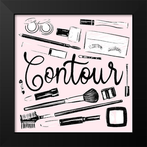 Contour Of Pink Black Modern Wood Framed Art Print by Villa, Mlli