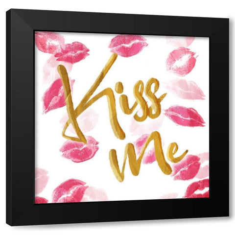 Kiss Me Black Modern Wood Framed Art Print with Double Matting by Villa, Mlli