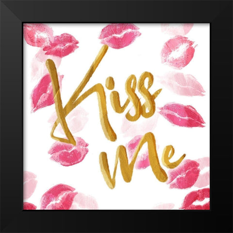 Kiss Me Black Modern Wood Framed Art Print by Villa, Mlli
