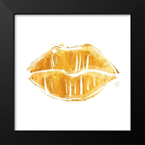 Gold Lips Black Modern Wood Framed Art Print by Villa, Mlli