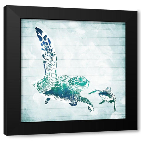 Turtles In The Sea Black Modern Wood Framed Art Print with Double Matting by Villa, Mlli