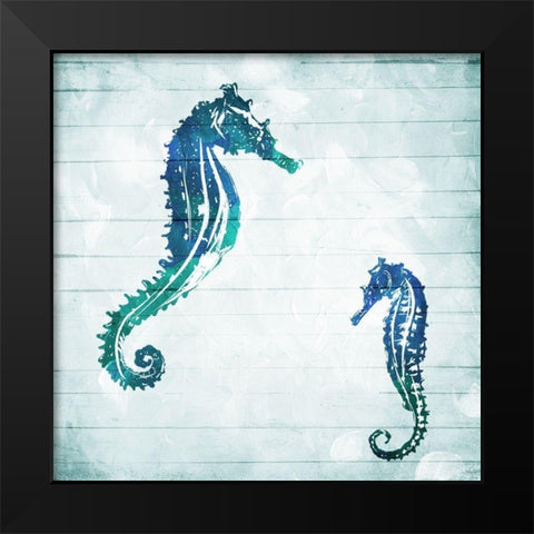 Horses In The Sea Black Modern Wood Framed Art Print by Villa, Mlli