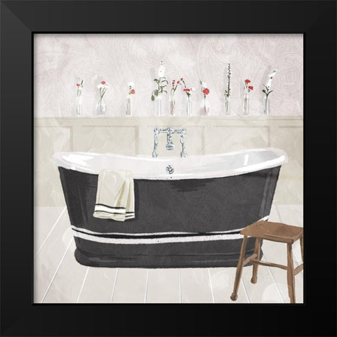 Bathroom Florals Black Modern Wood Framed Art Print by Villa, Mlli