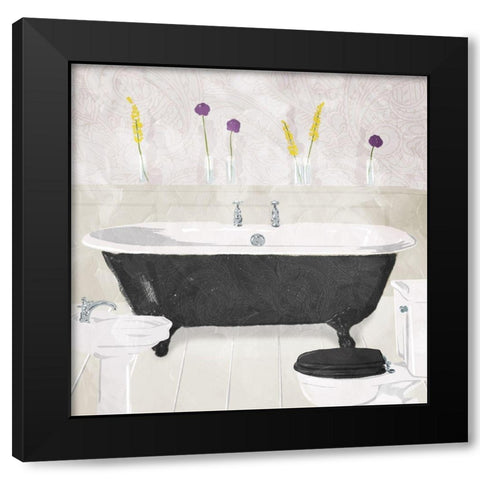 Bathroom Florals Mate Black Modern Wood Framed Art Print with Double Matting by Villa, Mlli