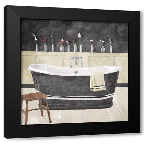 Bathroom Florals Dark Black Modern Wood Framed Art Print with Double Matting by Villa, Mlli