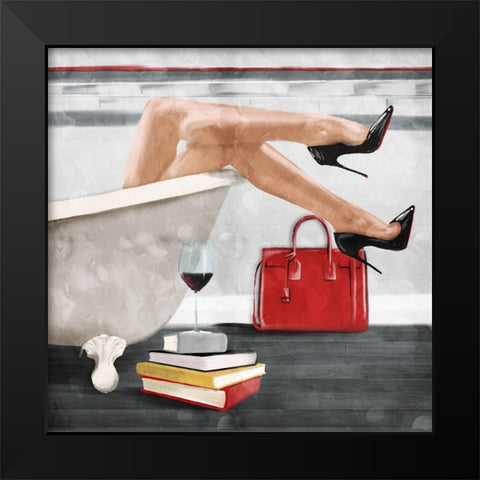 Wine And Bath Black Modern Wood Framed Art Print by Villa, Mlli