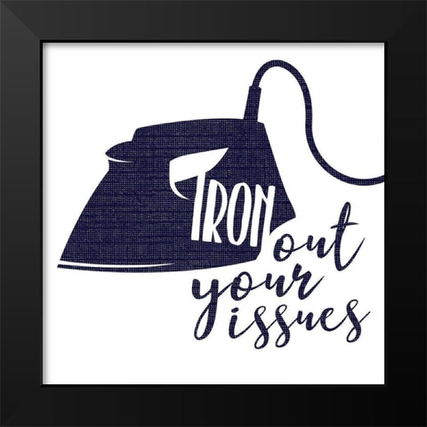 Iron Out Dark Blue Black Modern Wood Framed Art Print by Villa, Mlli