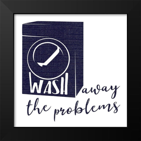 Wash Away Dark Blue Black Modern Wood Framed Art Print by Villa, Mlli