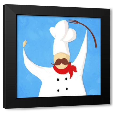 Fork Chef Black Modern Wood Framed Art Print with Double Matting by Villa, Mlli