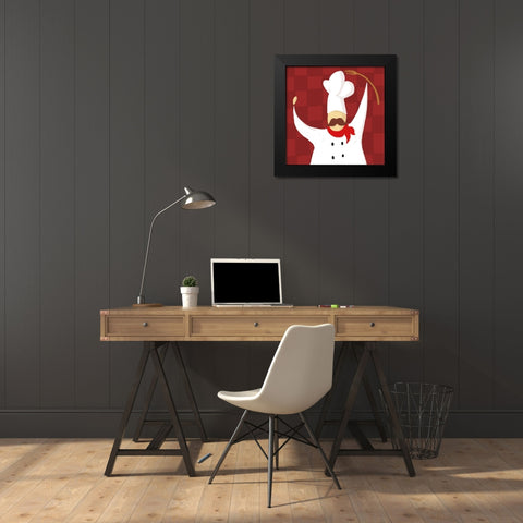 Fork Chef Traditional Black Modern Wood Framed Art Print by Villa, Mlli