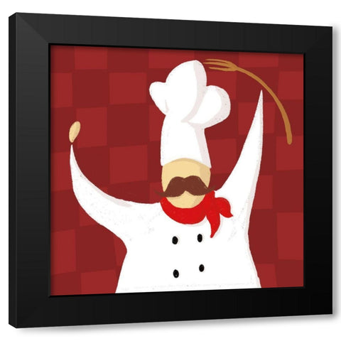 Fork Chef Traditional Black Modern Wood Framed Art Print by Villa, Mlli