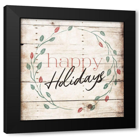 Floral Holidays Black Modern Wood Framed Art Print by Villa, Mlli