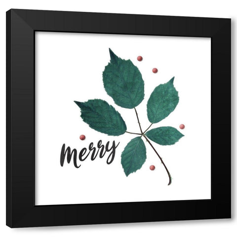 Merry Leaves Black Modern Wood Framed Art Print by Villa, Mlli