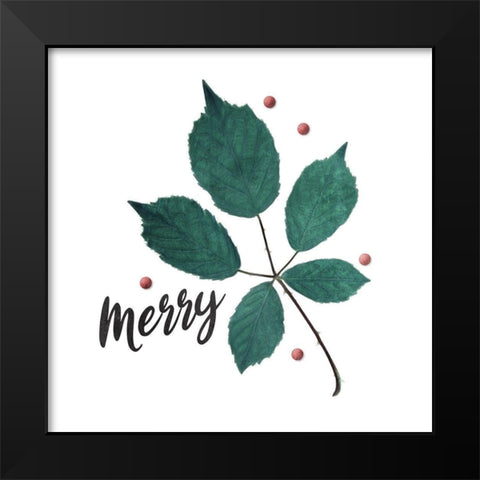 Merry Leaves Black Modern Wood Framed Art Print by Villa, Mlli