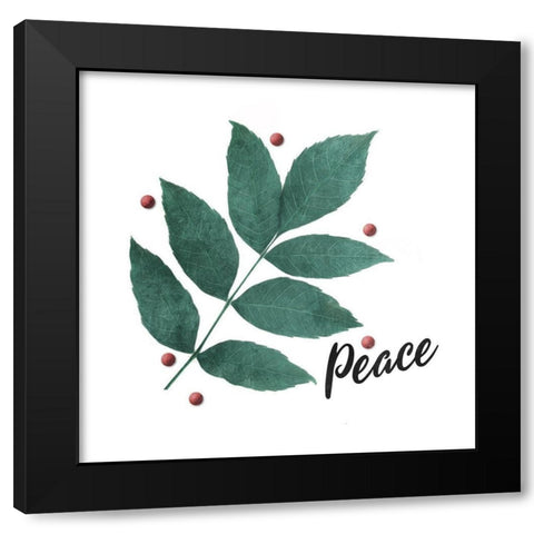 Peace Leaves Black Modern Wood Framed Art Print with Double Matting by Villa, Mlli