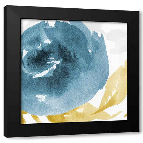 Floral blues Black Modern Wood Framed Art Print with Double Matting by Villa, Mlli