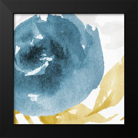 Floral blues Black Modern Wood Framed Art Print by Villa, Mlli