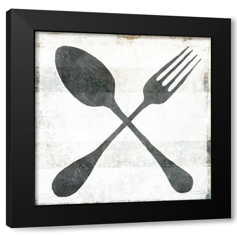 Eating Utensils Black Modern Wood Framed Art Print by Villa, Milli