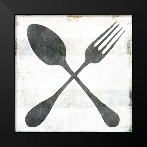 Eating Utensils Black Modern Wood Framed Art Print by Villa, Milli