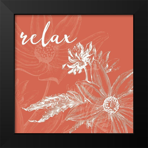 Relax Flower Black Modern Wood Framed Art Print by Villa, Milli